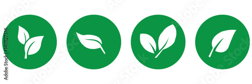 leaf icon set  green. background white . eps 10 