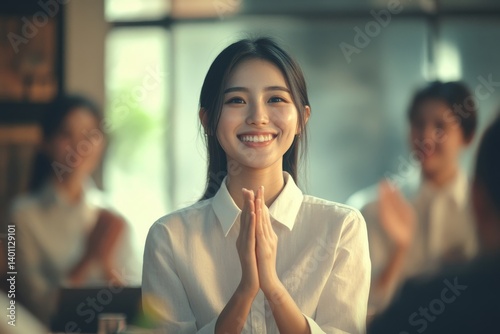 creative business team applaud the young businesswoman