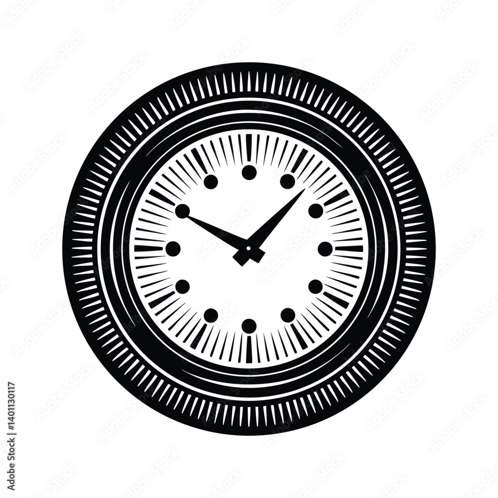 Wall clock icon silhouette vector with white background Wall clock icon silhouette vector with white background
