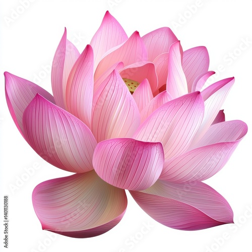 Beautiful Pink Lotus Flower with Delicate Petals Reflecting Light and Elegance in a Serene Natural Setting