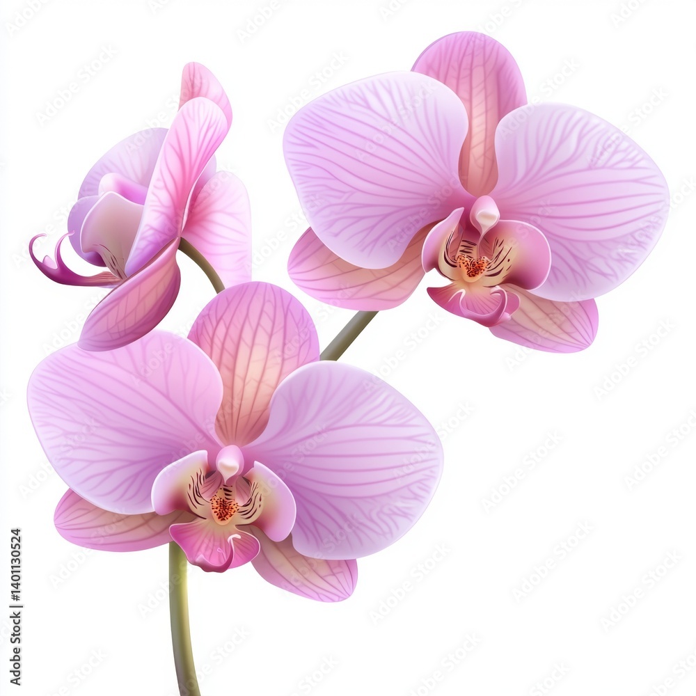 Delicate Pink Orchid Blooms with Soft Petals and Graceful Curves Set Against a Light Background for Floral Aesthetic Delicate Pink Orchid Blooms with Soft Petals and Graceful Curves Set Against a Light Background for Floral Aesthetic