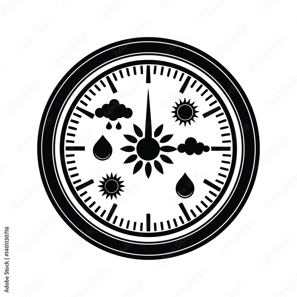 Weather clock icon silhouette vector with white background Weather clock icon silhouette vector with white background