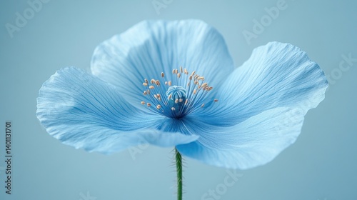 Vibrant light blue poppy