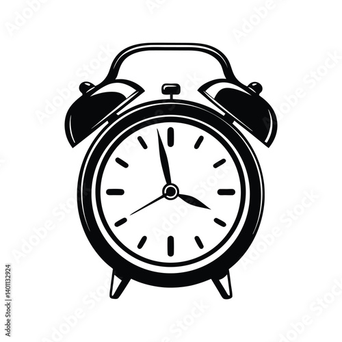 Alarm clock icon silhouette vector with white background