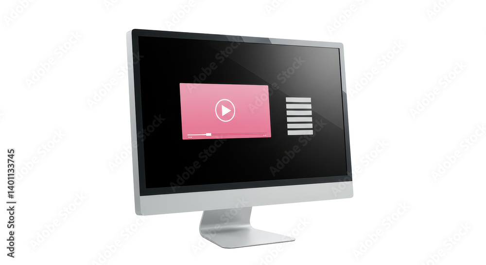 Isolated Computer Monitor with Video Player Isolated Computer Monitor with Video Player
