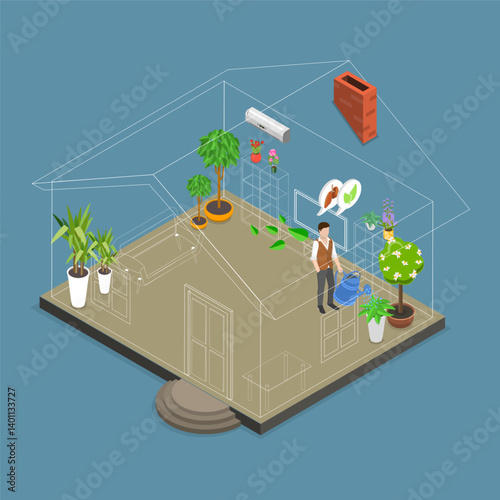 3D Isometric Flat Vector Illustration of Fresh Air, Breathe Meditation, Harmony Lifestyle