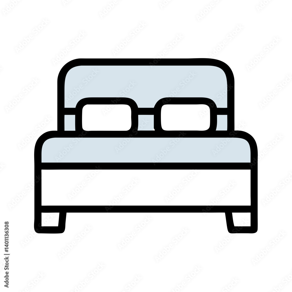 Hotel Bed with Headboard Frame Icon Design Hotel Bed with Headboard Frame Icon Design