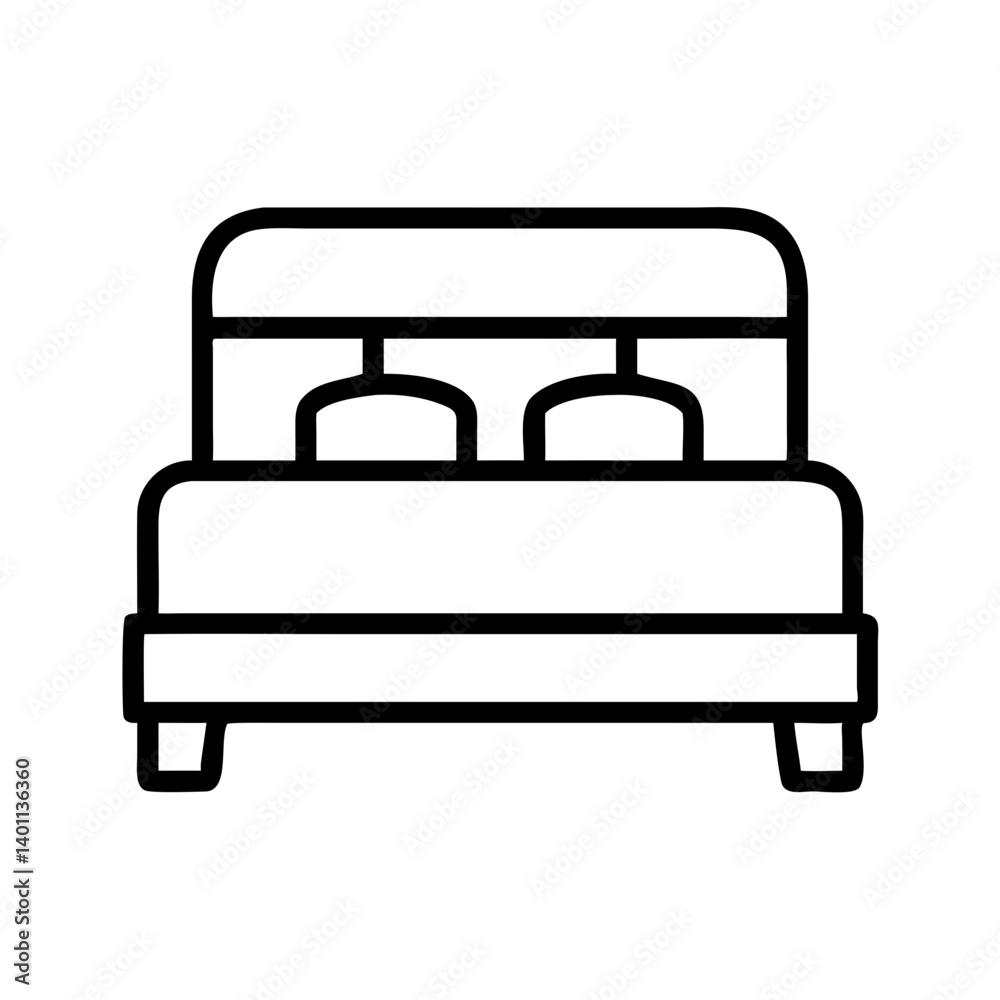 Hotel Bed with Headboard Frame Icon Design Hotel Bed with Headboard Frame Icon Design