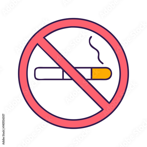 No Smoking Sign with Cigarette Icon Design