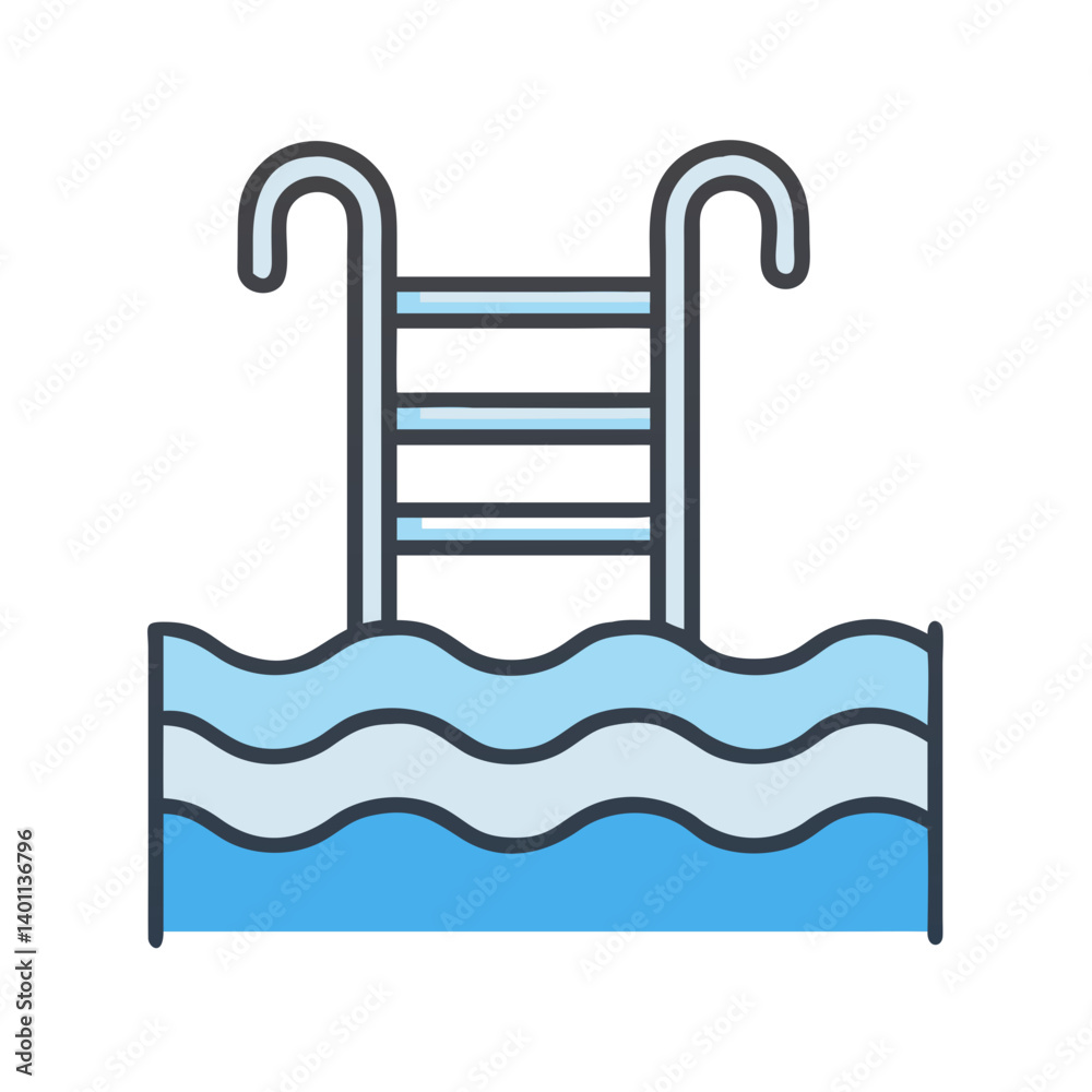 Swimming Pool with Ladder Access Icon Design Swimming Pool with Ladder Access Icon Design