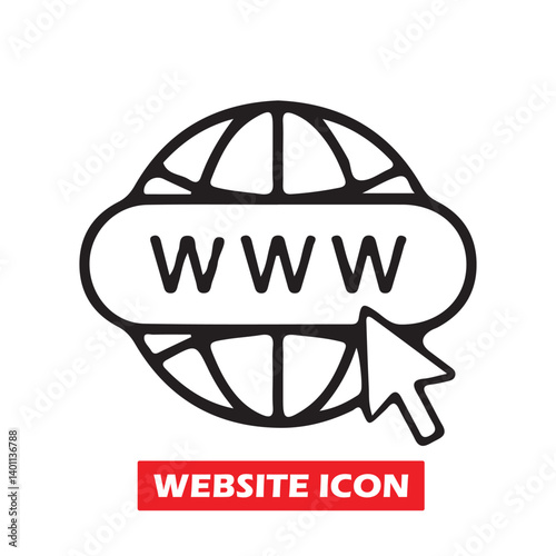 Click to go to website or internet line art icon. Visit website vectot icon. online www website icon. Vector Illustration  
