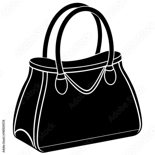 Vector silhouette of a handbag with a simple, structured shape