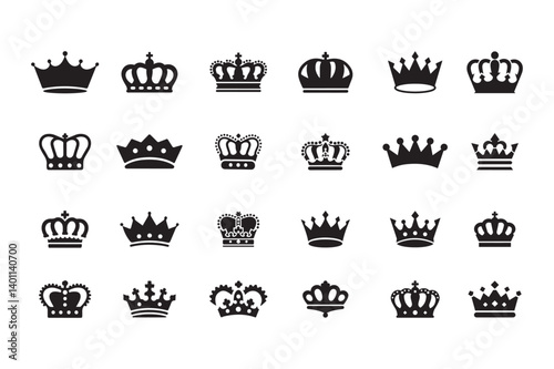 crown vector icons set, king crown icon vector  art illustration 