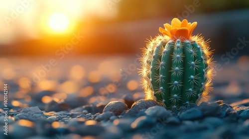 Cactus in sunset glow