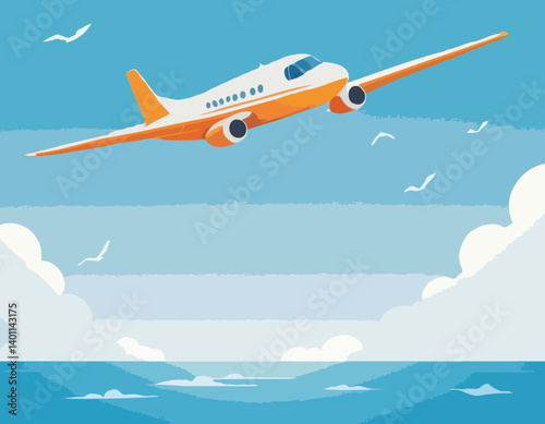 Modèle 3D réaliste d’un avion volant dans les airs isolé sur fond blanc. Avion de passagers volant dans le ciel. Illustration vectorielle