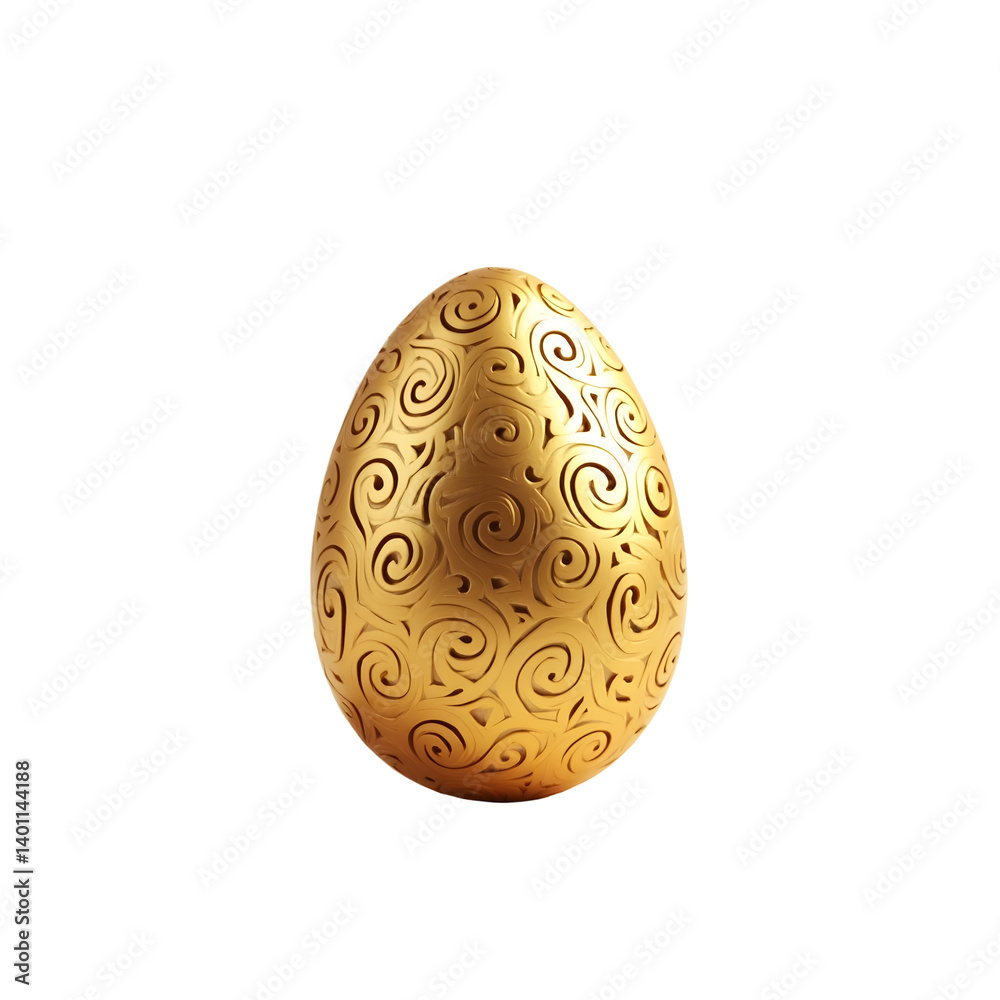 Intricately Decorated Golden Easter Egg with Elegant Swirl Design Intricately Decorated Golden Easter Egg with Elegant Swirl Design