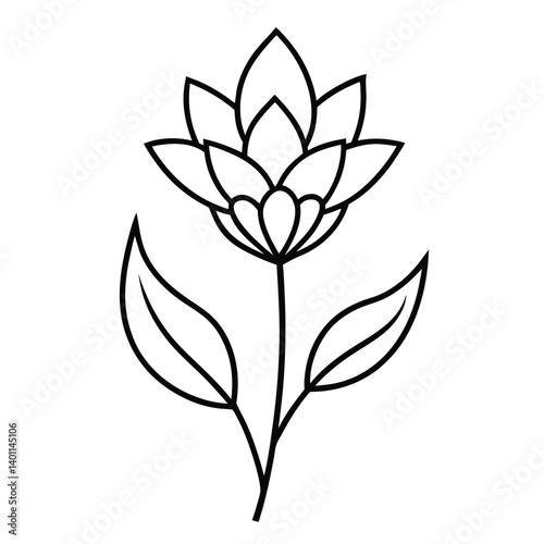heath flower line art vector on white background