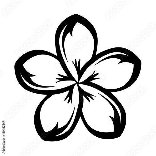 Black and white illustration of plumeria , flower silhouette vector designs.