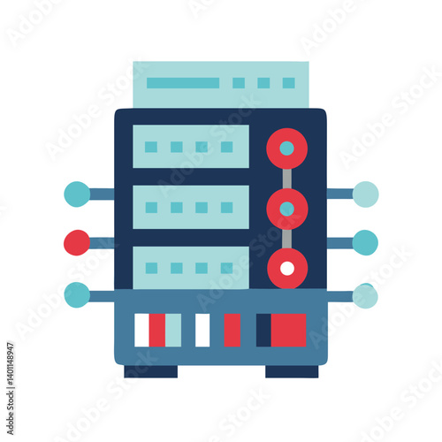 Supercomputer Icon in Flat Design with Bold Colors  