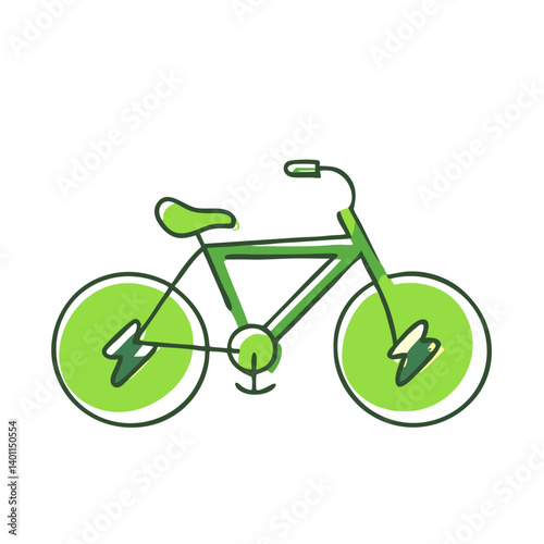 Green Electric Bike Icon Design on White Background  