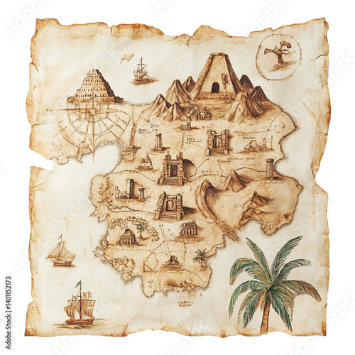 Watercolor Old Treasure Map