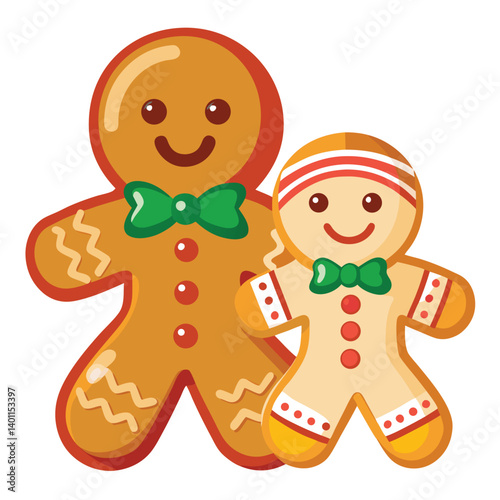 Christmas gingerbread cookies isolated on white background
