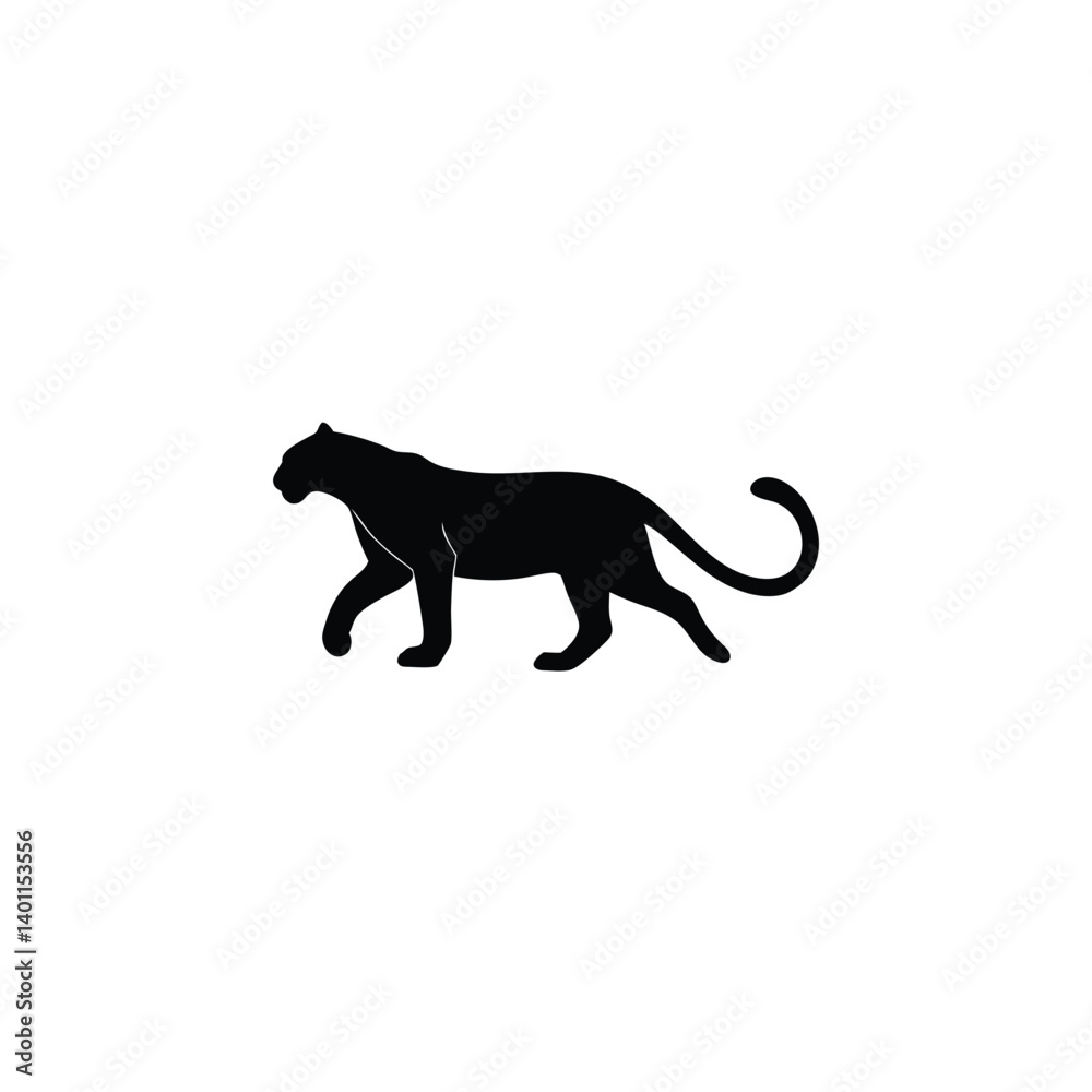 Obraz premium Wild animal black panther silhouette EPS vector isolated illustration template