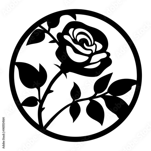 Black and white illustration of rose , flower silhouette vector designs.