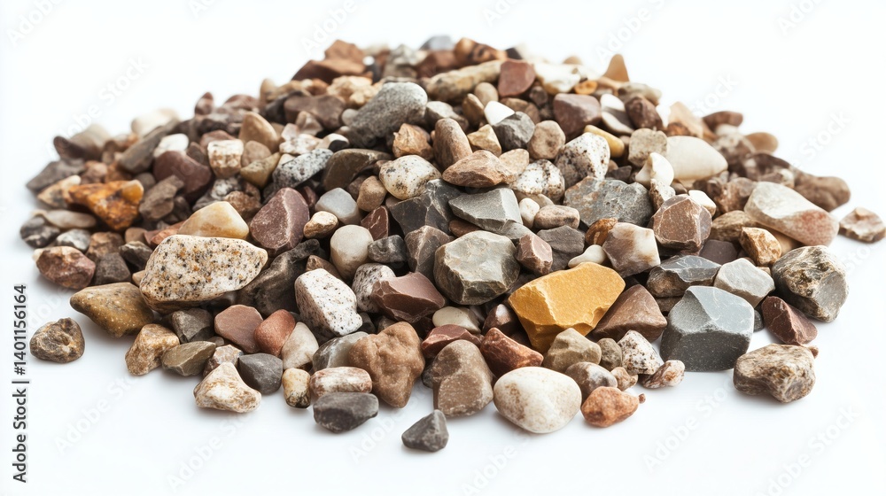 Various small colorful stones creating a mound isolated on a white background Various small colorful stones creating a mound isolated on a white background