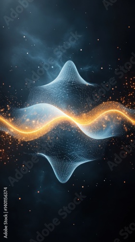 Abstract wave pattern, vibrant colors, dark background