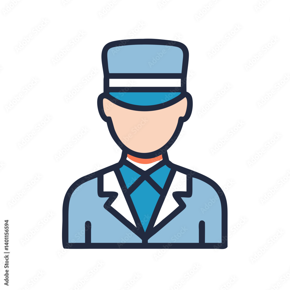 Hotel Concierge with Uniform Hat Icon Design Hotel Concierge with Uniform Hat Icon Design