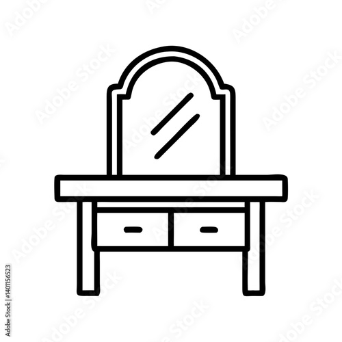 Dressing Table with Framed Mirror Icon Design