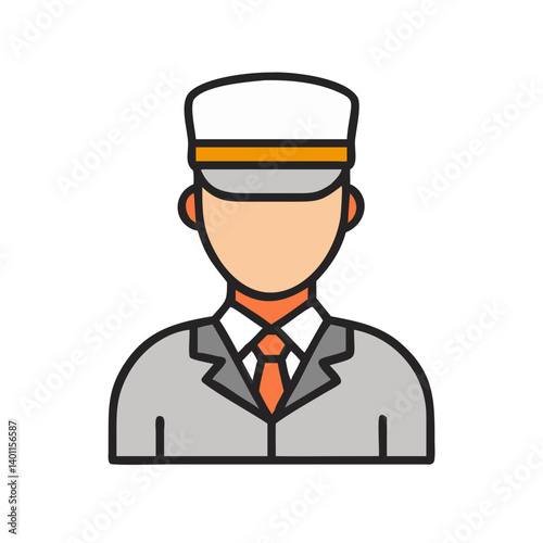 Hotel Concierge with Uniform Hat Icon Design