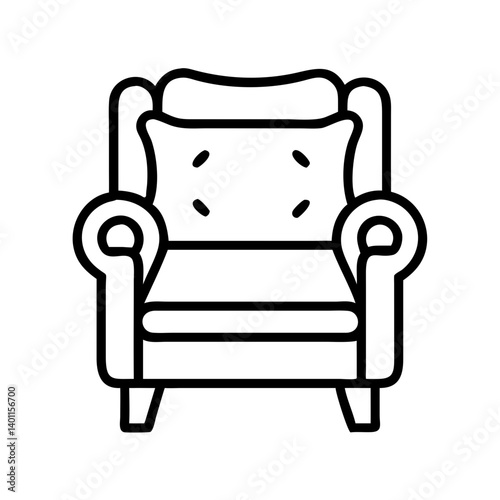 Lounge Armchair with Cushions Icon Design