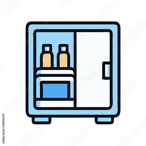 Mini Refrigerator with Beverage Compartment Icon Design