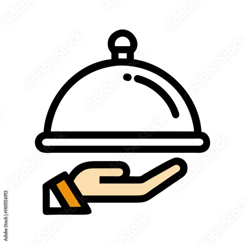 Room Service Tray with Food Cover Icon Design