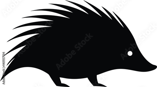 Silhouette Hedgehog Icon with Spines on Transparent Background Design