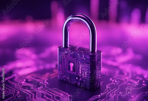 background security cyber concept neon created ai board purple padlock circuit software technology texture business datum illustration size science digital cyberspace wallpaper network physics modern