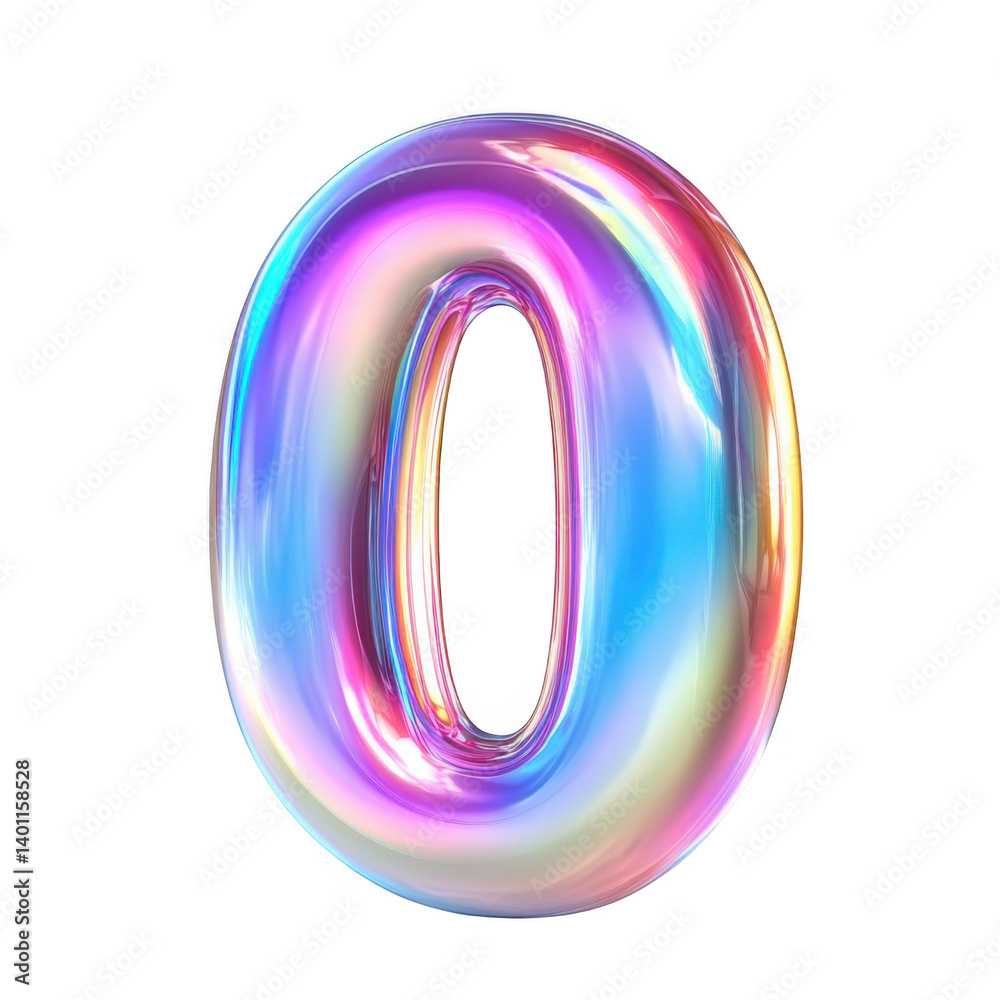 Iridescent 3D Balloon Monogram Number letter of Iridescent 3D Balloon Monogram Number letter of