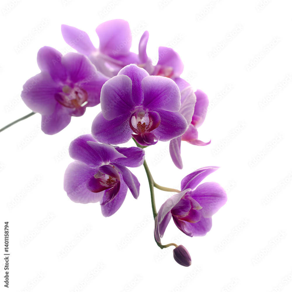 Branch of Pink Phalaenopsis Orchids on Transparent Background Branch of Pink Phalaenopsis Orchids on Transparent Background
