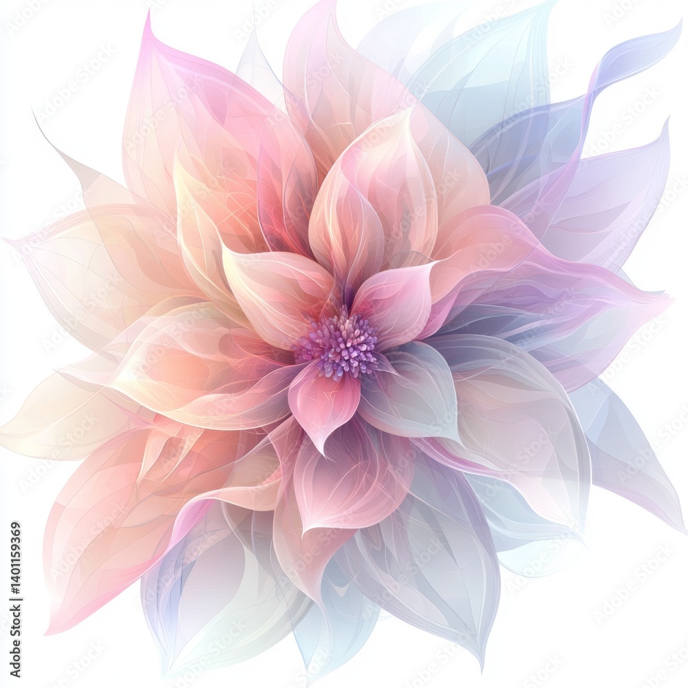 Fototapeta premium Delicate Ethereal Floral Blossom with Soft Pastel Hues and Translucent Petals for Beautiful Design Inspiration