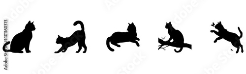  Elegant Cat Silhouettes Expressive Black Poses for Artistic Inspiration.