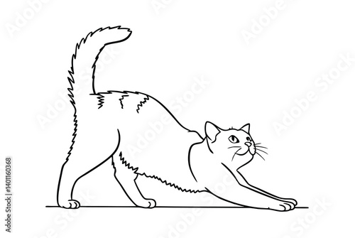 Stretching Cat Outline Vector Illustration Perfect For Coloring Books And Graphic Design