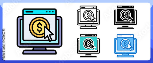 Cost Per Click Icon Digital Marketing Multi Style Design Vector Concept