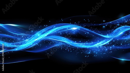 A beautiful digital network of abstract wave technology, glowing with blue light, symbolizing the future of innovation.