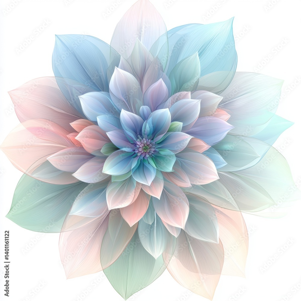 Obraz premium Delicate Abstract Floral Design Featuring Soft Pastels and Layered Petals with Harmonious Color Blends