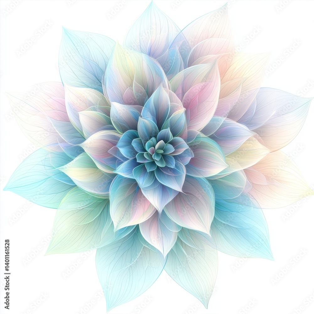 Fototapeta premium Ethereal Flower Pattern with Soft Pastel Colors and Intricate Floral Shapes for Design and Artistic Use