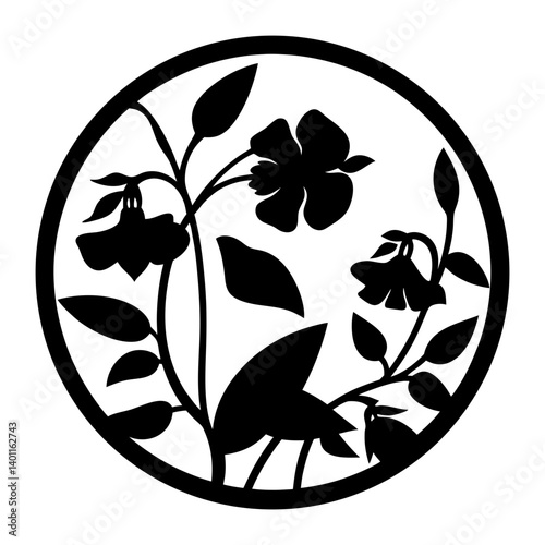 Black and white illustration of sweet pea , flower silhouette vector designs.