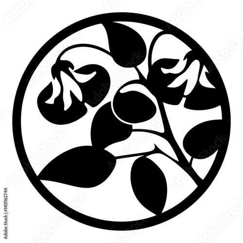 Black and white illustration of sweet pea , flower silhouette vector designs.