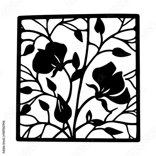 Black and white illustration of sweet pea , flower silhouette vector designs.